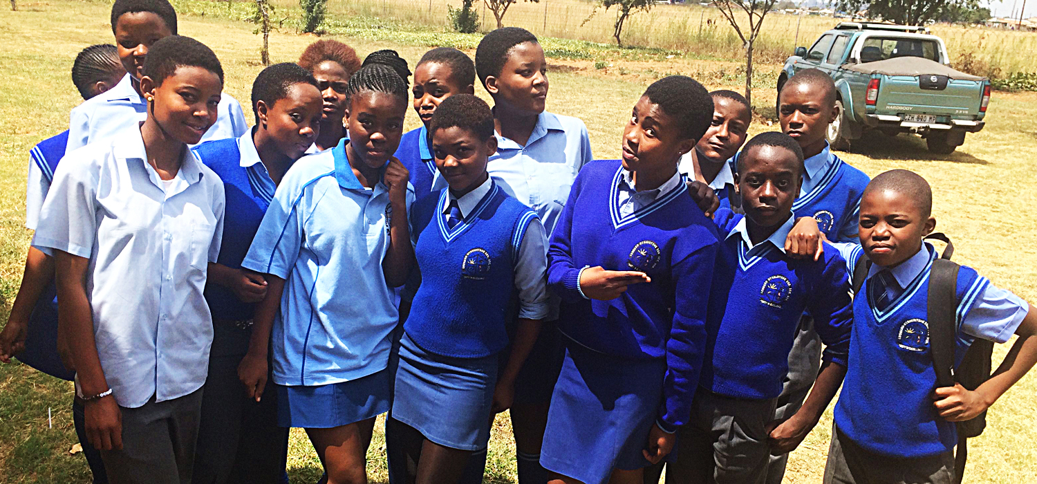 Children in blue uniform